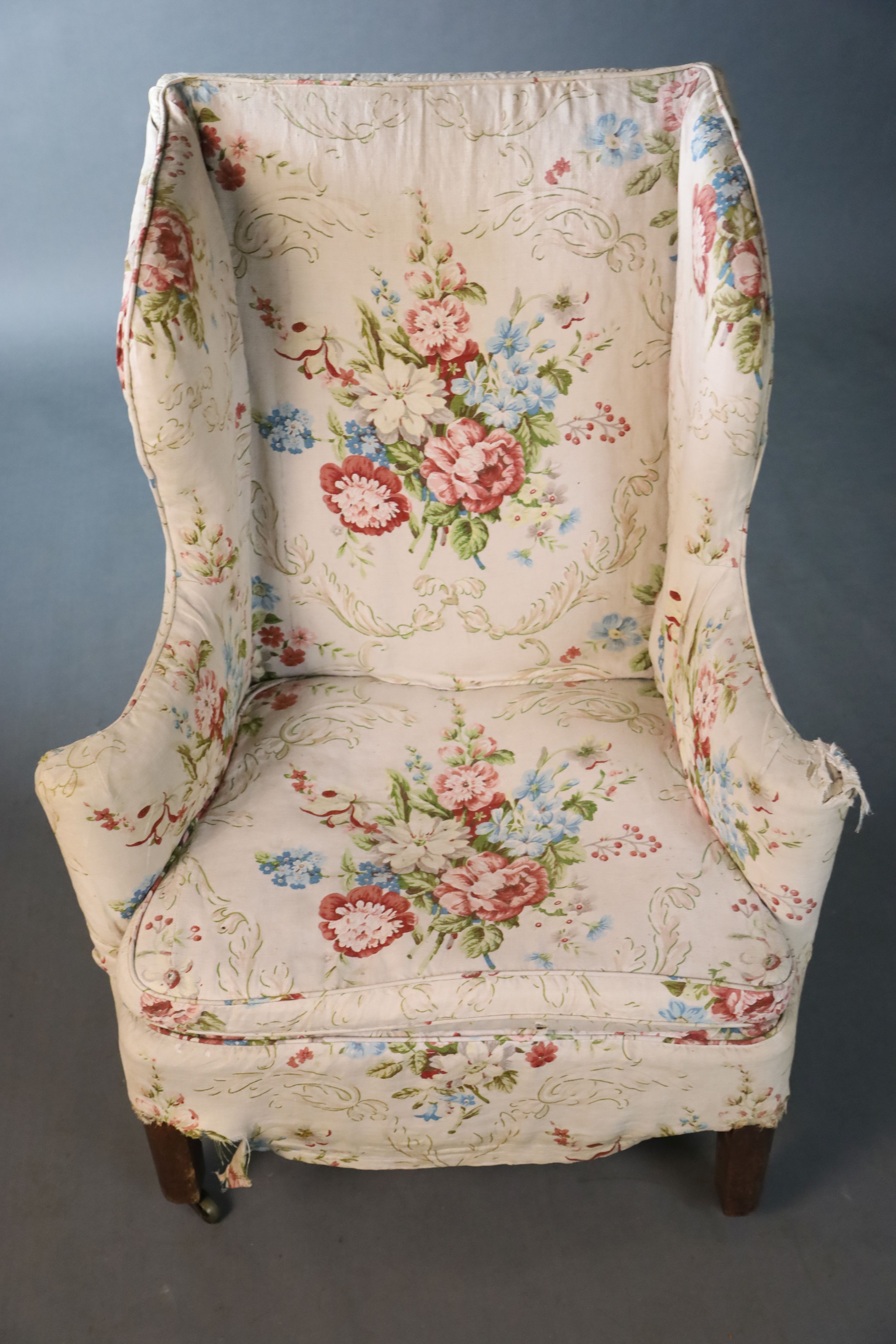 A George III mahogany wing armchair, W.51cm D.76cm H.107cm